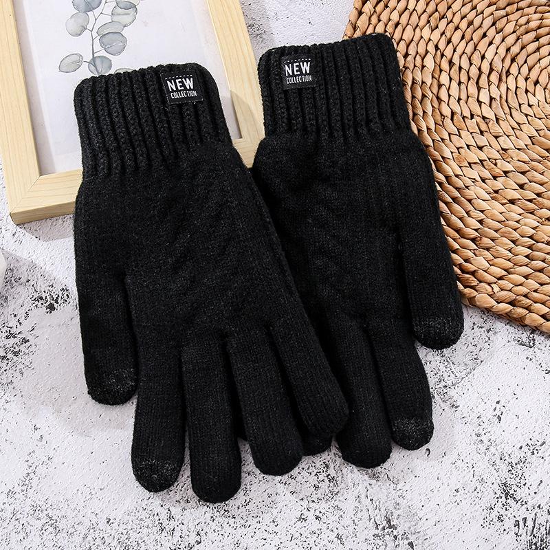 

Новые двухслойные утолщенные и бархатные зимние перчатки для сенсорных экранов, предотвращающие холод и тепло, плюшевые мужские вязаные перчатки L