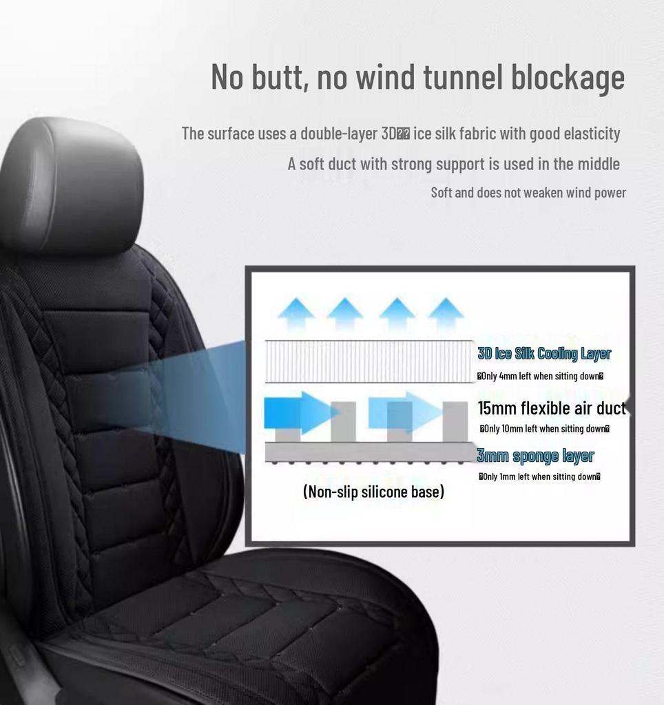 Chłodząca poduszka na siedzenie samochodowe z wentylatorem - Oddychająca letnia wentylacja do rozpraszania ciepła