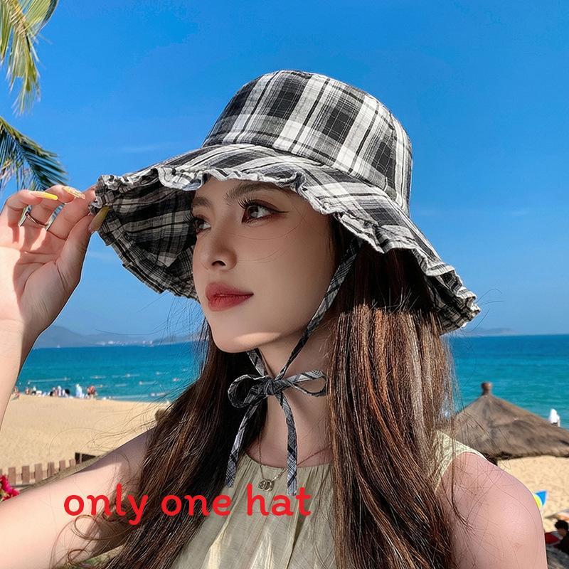 

Foldable Polyester Sun Hat With Wide Brim And Classic Pattern For Spring And Summer Use чорний