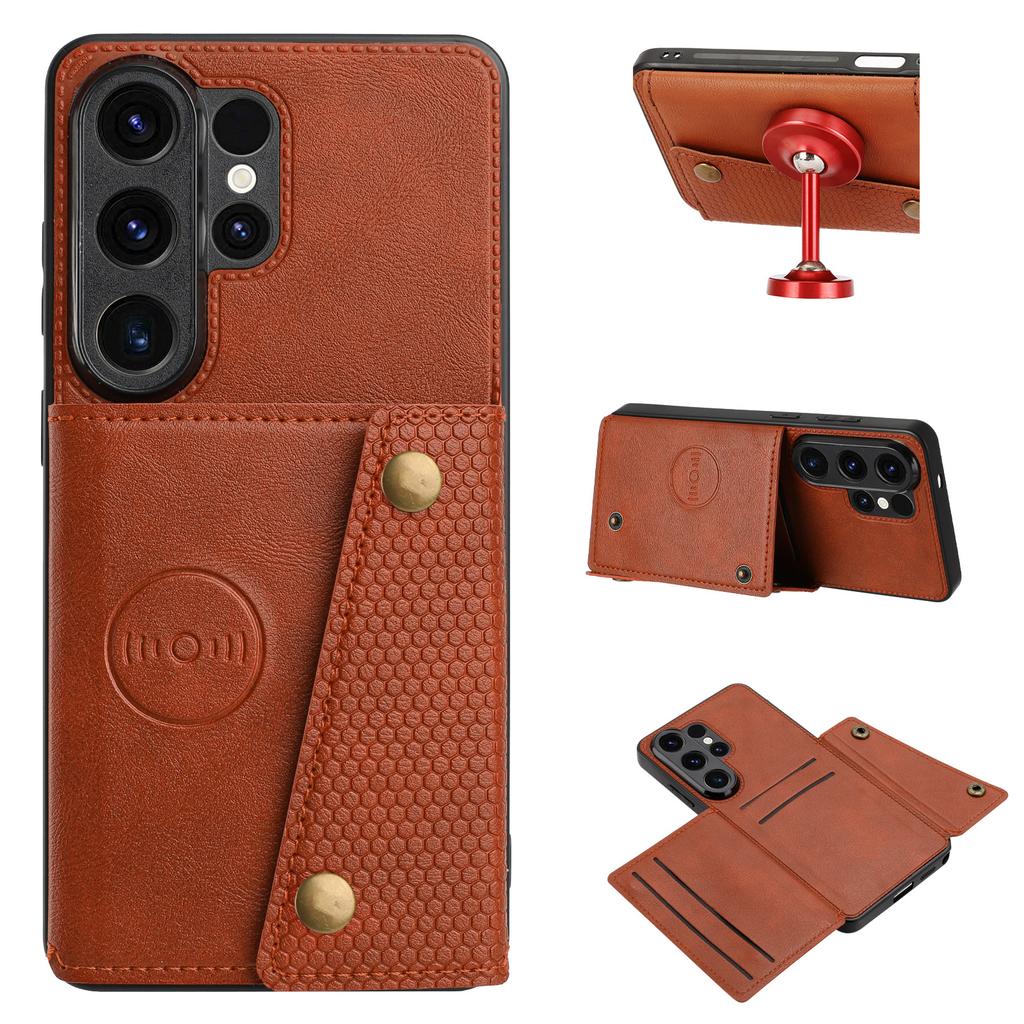 For Samsung Galaxy S26 Ultra Case with Card Slots Kickstand Leather + TPU Phone Cover