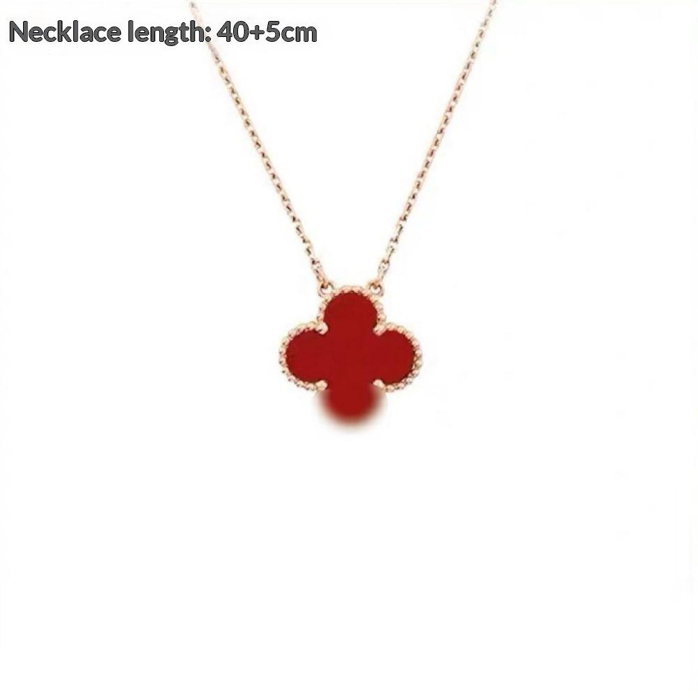 Four-leaf Clover Necklace for Women Natural White Mother-of-pearl Carnelian Sweater Chain