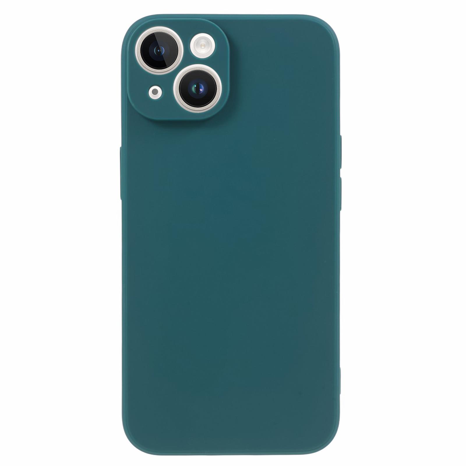 

For iPhone 15 Straight Edge Phone Case Soft TPU Lens Precise Cutout Anti-scratch Cover Army Green