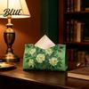 Household Storage Bag Leather Tissue Box Cover Foldable Desktop Organizer Oil Painting Style Napkin Holder Case Reusable Facial Paper Organizer