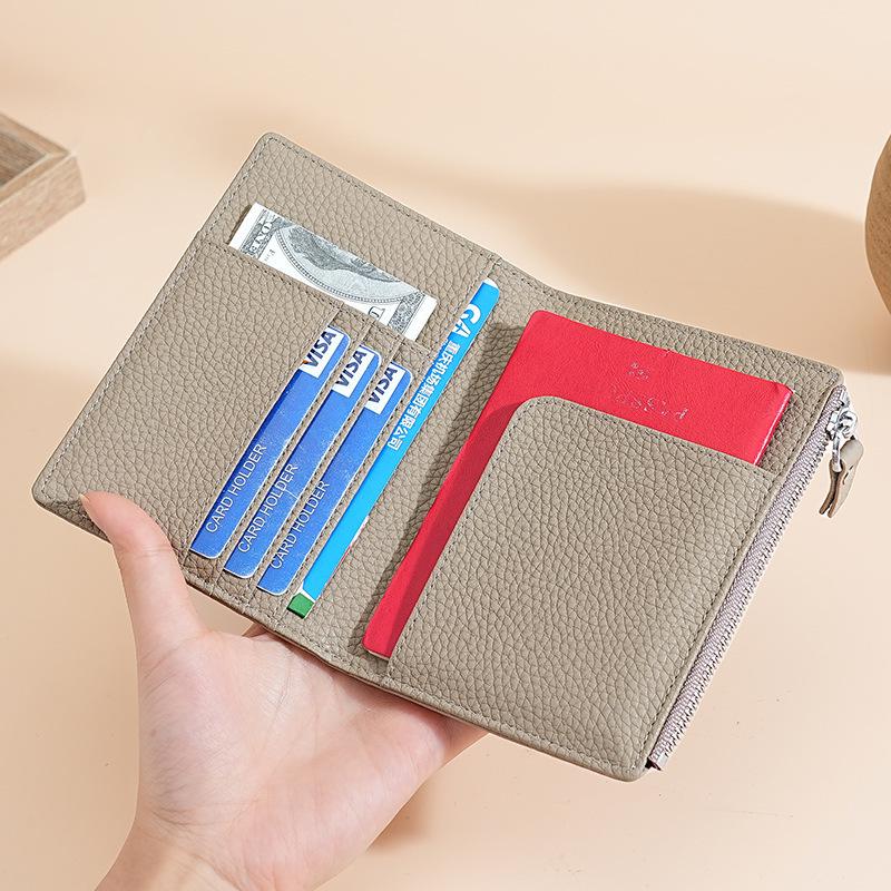 Lychee Pattern RFID Genuine Leather Passport and Travel Document Holder
