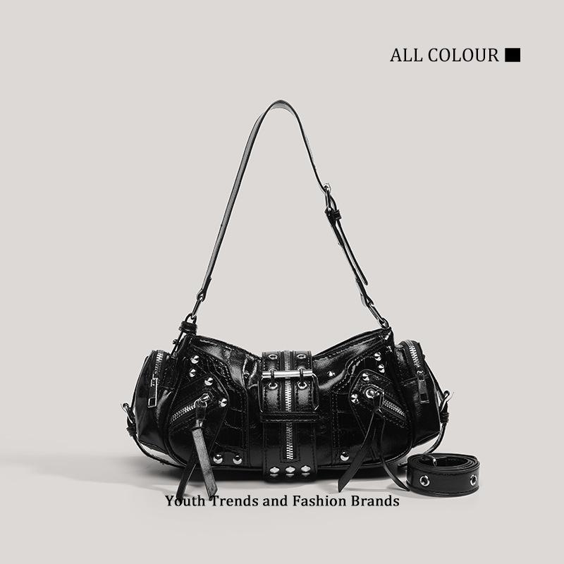 

Niche design sense versatile heavy industry locomotive tote bag winter new retro sweet cool underarm bag commuter bag чёрный