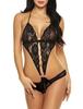 Women's Lace Crotch-Open Bodysuit with Buckle