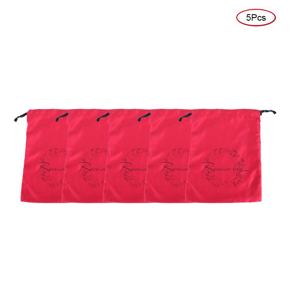 5 Stück Multifunktionale Polyester-Kordelzugbeutel zur Aufbewahrung von Schmuck, Unterwäsche, Kosmetika, Parfüm Rot