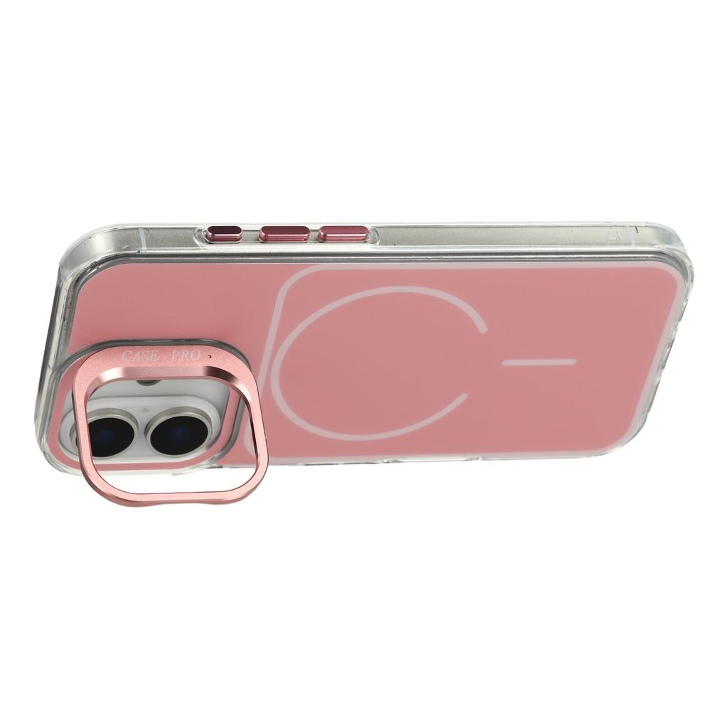For iPhone 17 Case Compatible with MagSafe Lens Kickstand TPU Acrylic Phone Cover with Matching Hand Strap