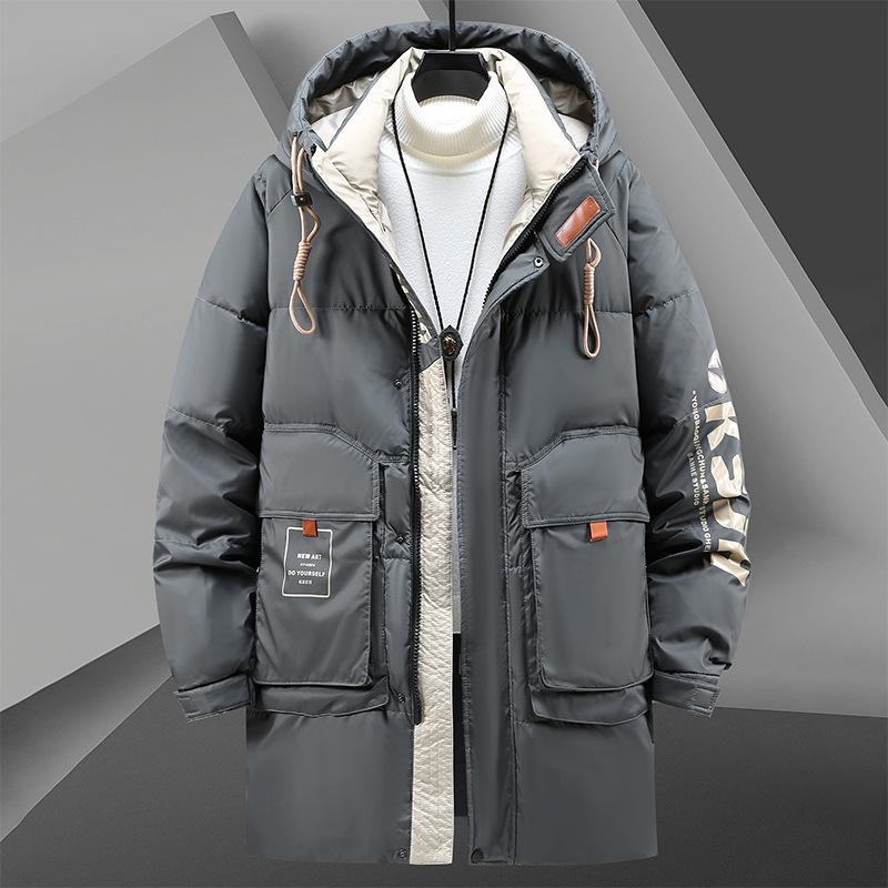 Men's Plus Size Mid-Length Hooded Cotton Jacket - Loose, Trendy & Padded