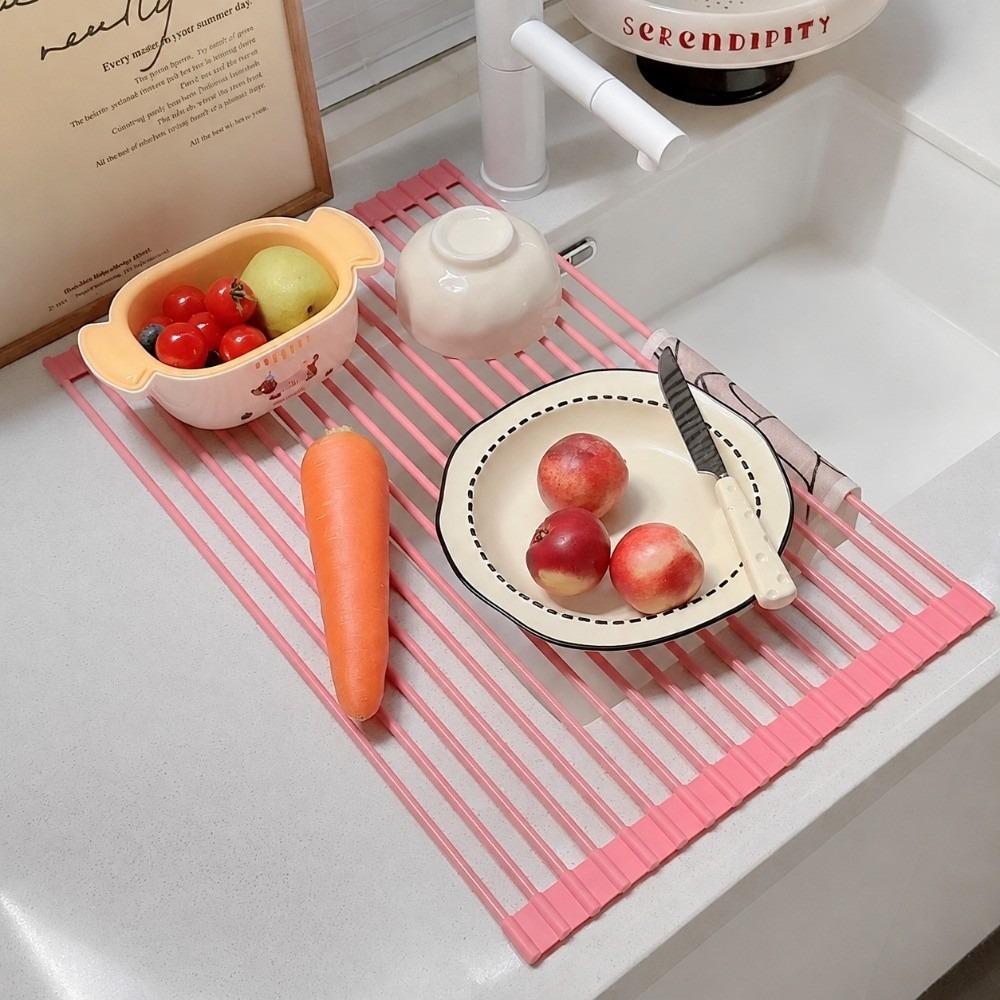Silicone Silicone Over Sink Dish Drainer Roll Up Drain Basket Drain Grille Kitchen Sink