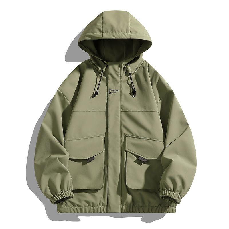 Jacket Jacket Spring and Autumn New Trendy Brand Hooded Loose Tooling Windproof Boys Jacket Autumn and Winter