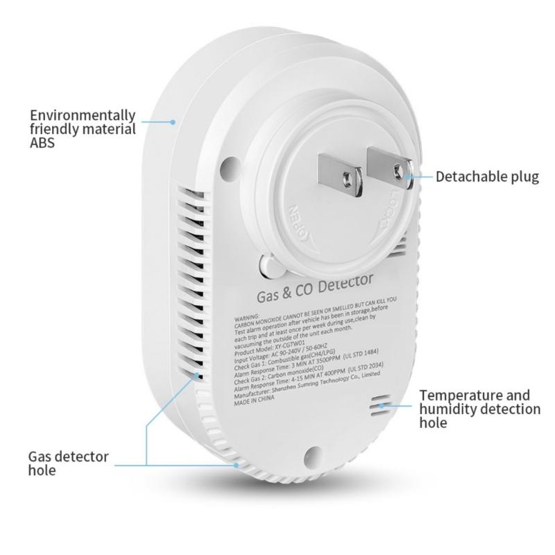 Small Wall Mounted Air Quality Analyzers Detecting Combustible Gas CO Temperature Moisture 105mm Long for Indoor Safety