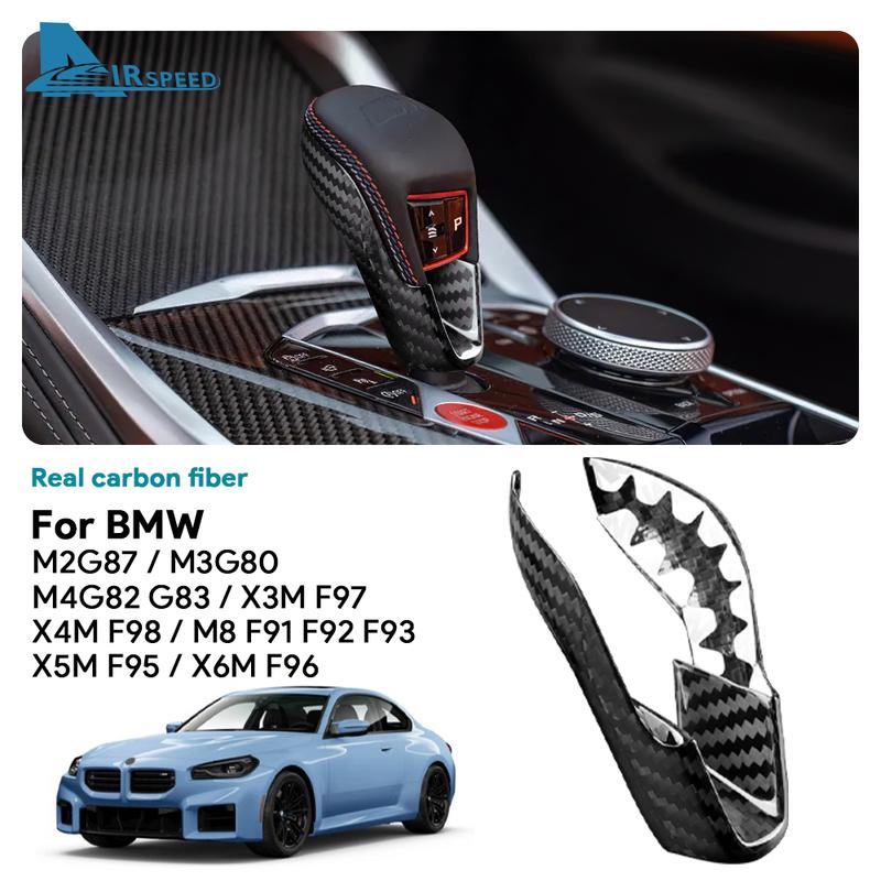 Real Carbon Fiber Gear Shift Knob Cover Car Interior Retrofitting for BMW M2 G87 M3 G80 M4 G82 G83 X3M F97 X45 F98 F95 2021-2025.