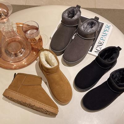 Snow Boots Women's Winter New Retro Round Head Velvet Cotton Shoes Student Flat-bottomed Short Cotton Boots
