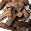 Handcrafted Wooden Cross Pocket Tokens with Heart Design for Comfort and Reflection Set of 10 Pieces for Daily Use