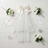 White Bow Bridal Veil, Bride Veils Hair Decorations for Women Wedding Bridal Shower Bachelorette Party
