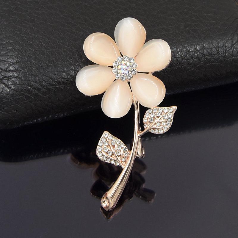 Rhinestone Cat s Eye Flower Brooch: Versatile, Elegant Apparel Ornament  Corsage Pin Zhenyao Jewelry