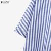 ZANZEA Women 3/4 Sleeve Blouse and Pants Summer Stripe Two Piece Suit Sets