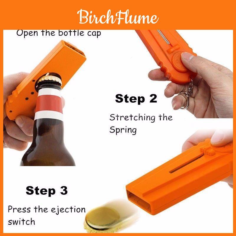 Unique Flying Beer Drink Bottle Opener With Cap Launcher And Key Ring Tool