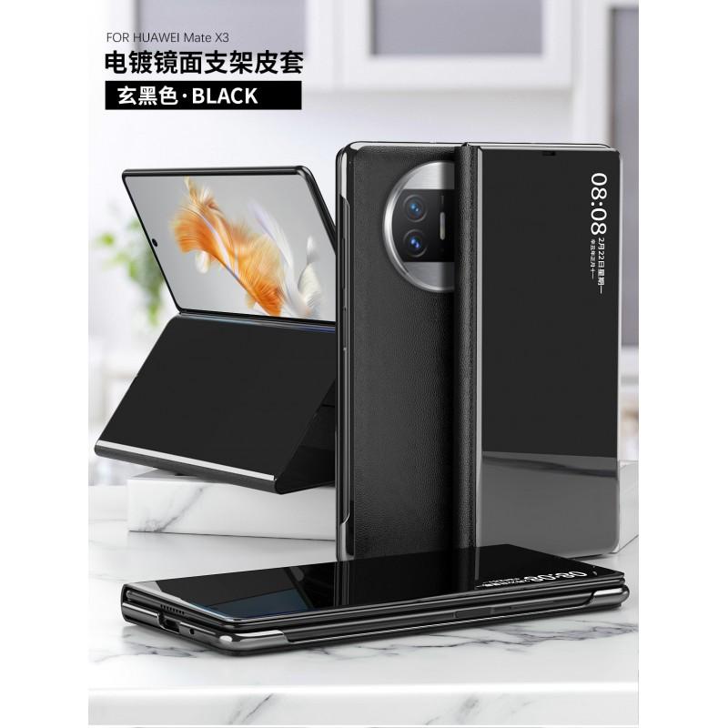 Mate X3 Flip Case With Mirror Finish Stand Magnetic Shockproof PC Leather Cover Foldable Phone