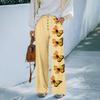 Women’s Summer Loose Fit Floral Print Wide Leg Pants Stretch Waistband Button Front with Pockets Casual Lightweight Trousers for Daily Wear
