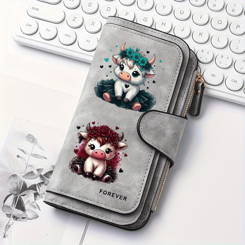 Scottish Highland Cow Women's Long Wallet, a Multifunctional Wallet with a Portable Snap Closure Coin Purse, Is an Ideal Choice for Birthday Gifts