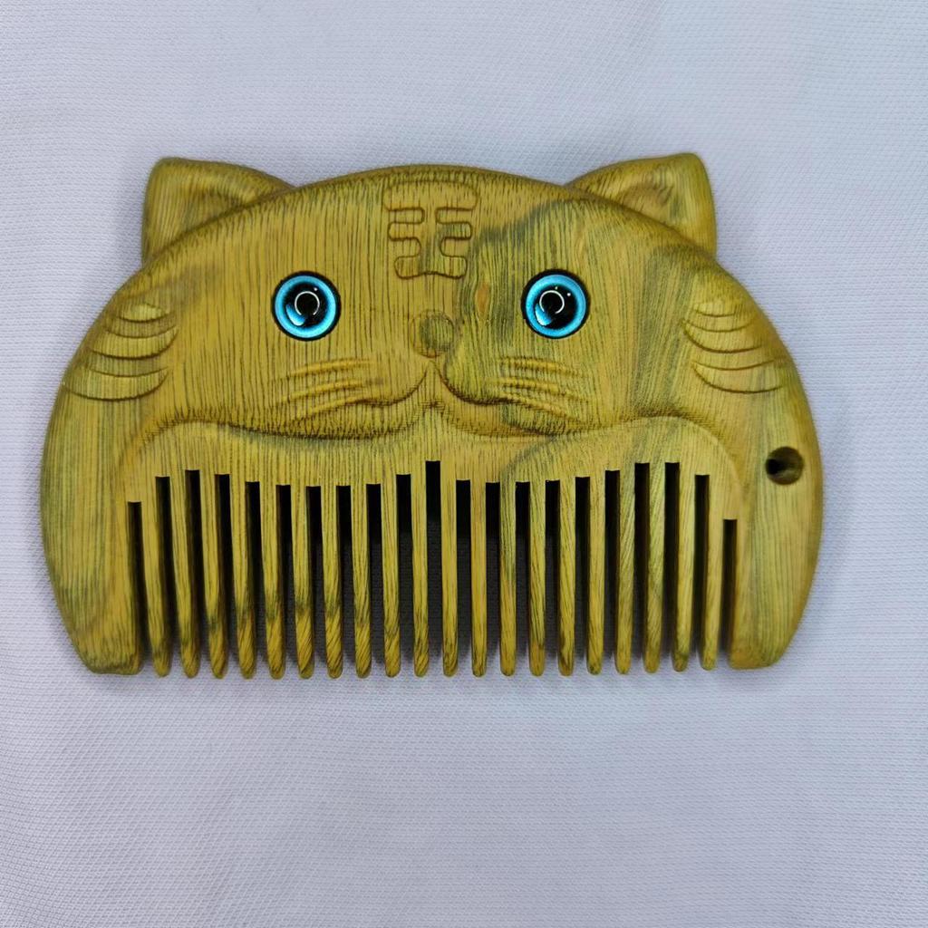 12 Zodiac Green Sandalwood Baby Comb – Engravable Wooden Craft for Children's First Birthday Gift