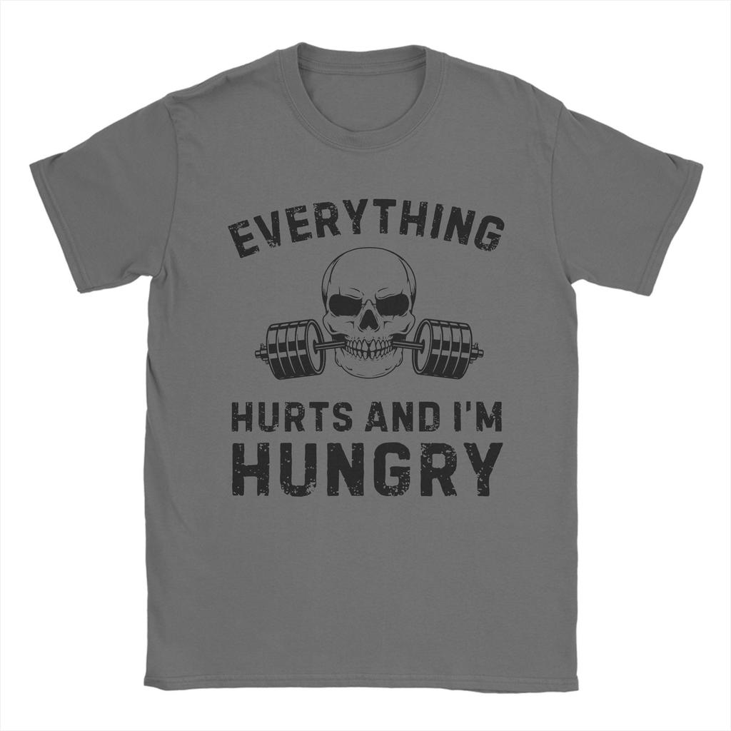 Everything Hurts and I’m Hungry T Shirts Men's  100% Cotton Novelty T-Shirt O Neck  Tee Shirt Short Sleeve Tops 6XL