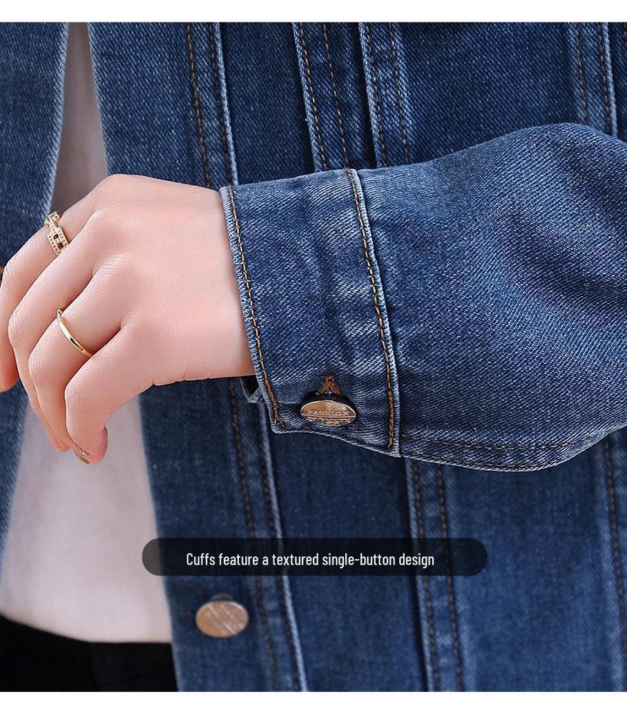 Women's Spring/Autumn 2025 Denim Jacket: Short, Slim Fit, Versatile Single-Breasted Long-Sleeve Cardigan