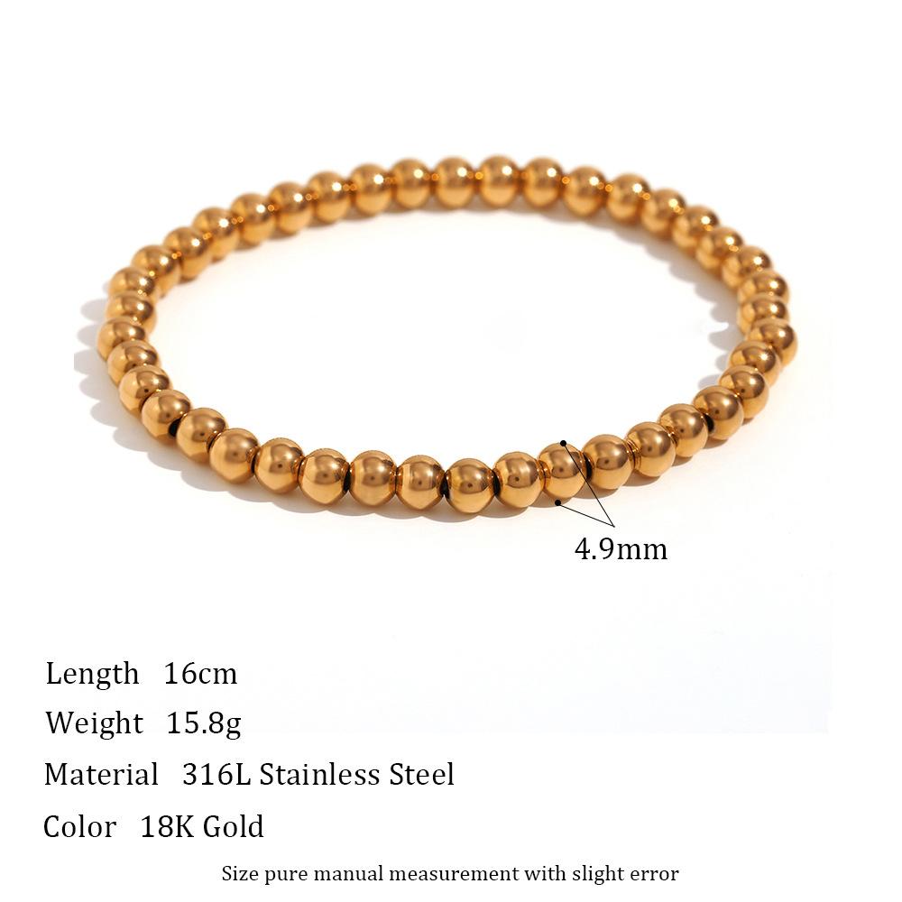 Simple Vintage Gold Silver Stainless Steel Elastic Bead Bracelet Punk Rock Style Party Accessories Jewelry