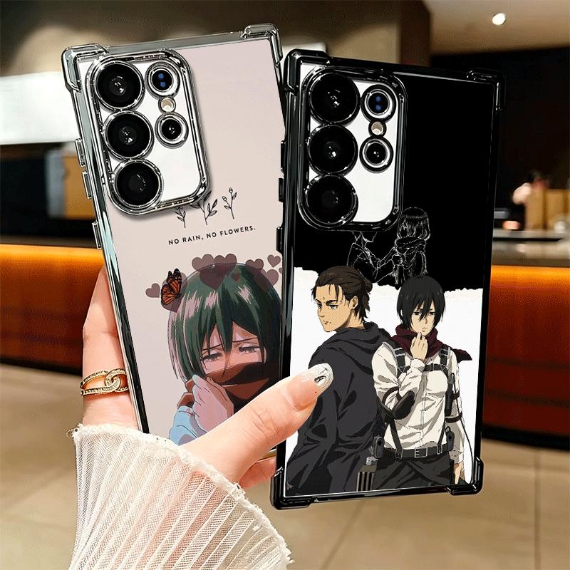 A-Attack On T-Titan Mikasa Plating Phone Case For Samsung Galaxy S24 S25 FE S26 Edge S23 Ultra S22 S21 Plus S20 Anti-Fall Airaba