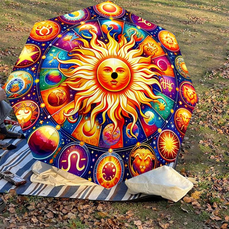 1PC Astrology zodiacAutomatic Open/Close Umbrella with Windproof, 8-Rib Sturdy Canopy, Durable Ribs, Fashionable Design1217A