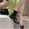 2024 New Square Toe Ankle Women Boot High Quality Soft Leather Short Boot Zipper Low Heel  Shoes