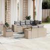 Vidaxl 9-Cz. Set di Mobili da Giardino con Cuscini, Beige, Polyrattan