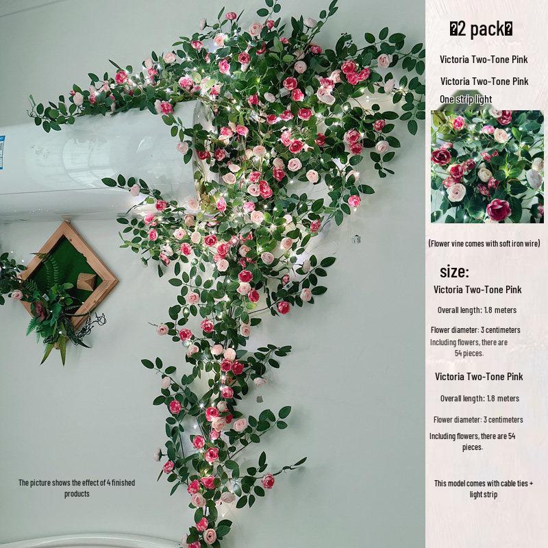 Rose Vine Artificial Flower Decor for Air Conditioner Pipes or Balcony Railings