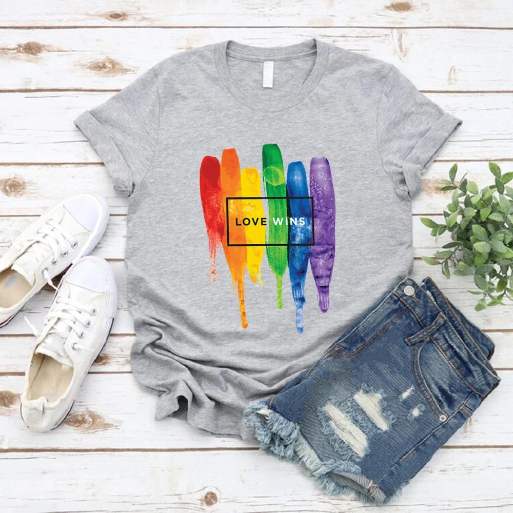 T-shirt L'Amore Vince T-shirt L'Amore È Amore Maglietta Arcobaleno Pride Unisex Donna Manica Corta Vintage Pride Streetwear Top Regalo LGBT