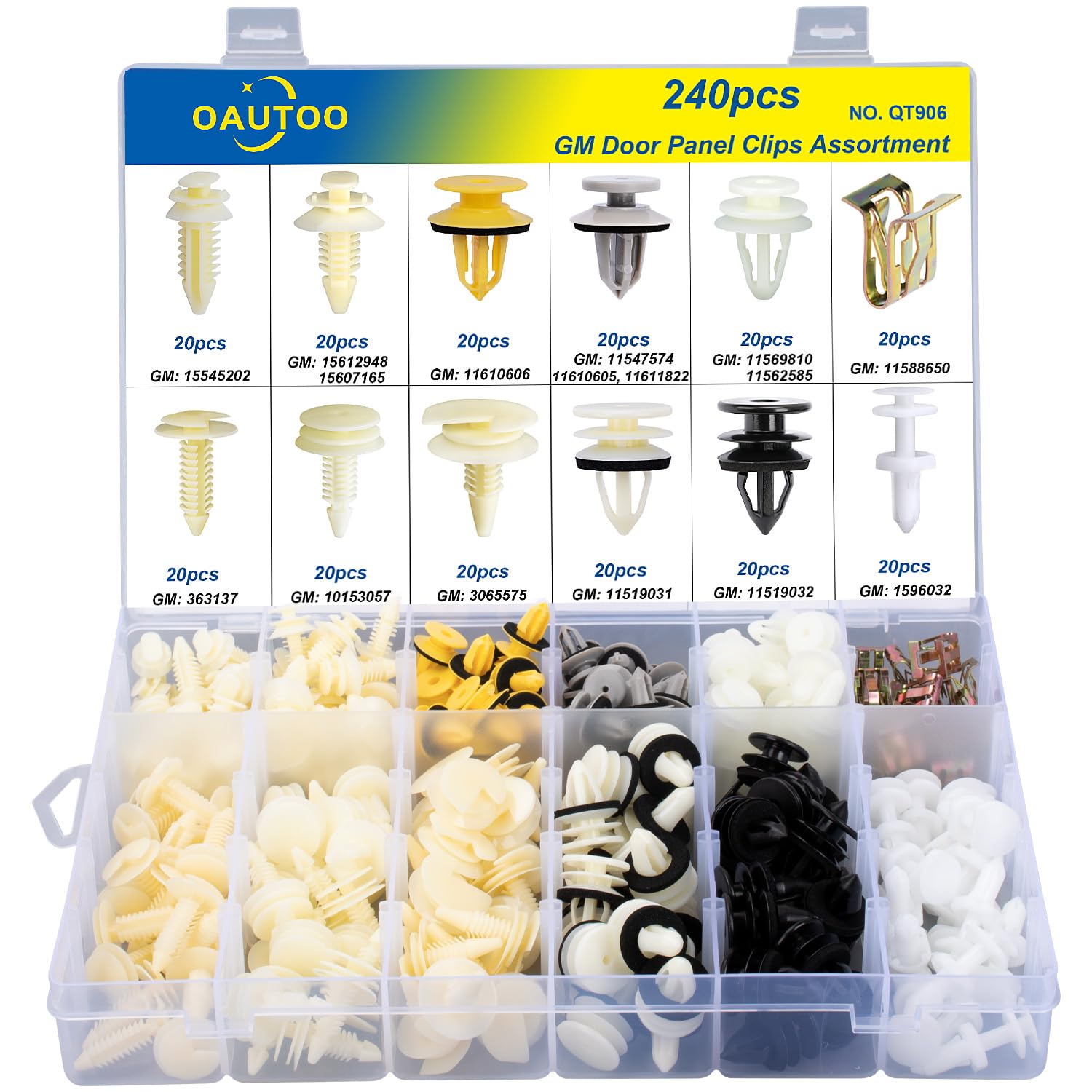 OAUTOO 240Pcs Door Interior Trim Panel Clips Assortment For GM Buick Cadillac Chevy GMC