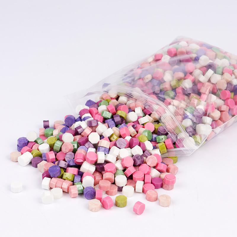 Pearlescent Iridescent Sealing Wax Stamp Set with Octagonal Wax Granules