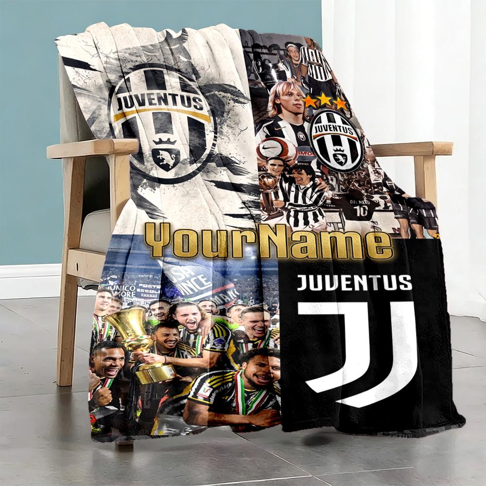 Juventus Personalized Text Blanket Lightweight Personalized Blanket Soft & Cozy Perfect for Couch Picnics Office Chair Livingroom All-Season Use
