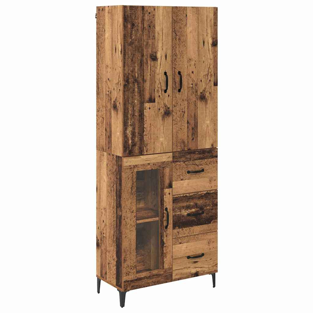 Wall Mounted Highboard Reclaimed Wood Look 69.5 x 34 x 180 cm Engineered Wood