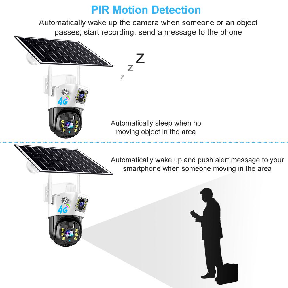 V380 Solar-Powered 4G Outdoor Wireless Security Camera with 3MP Resolution and Low Energy Use