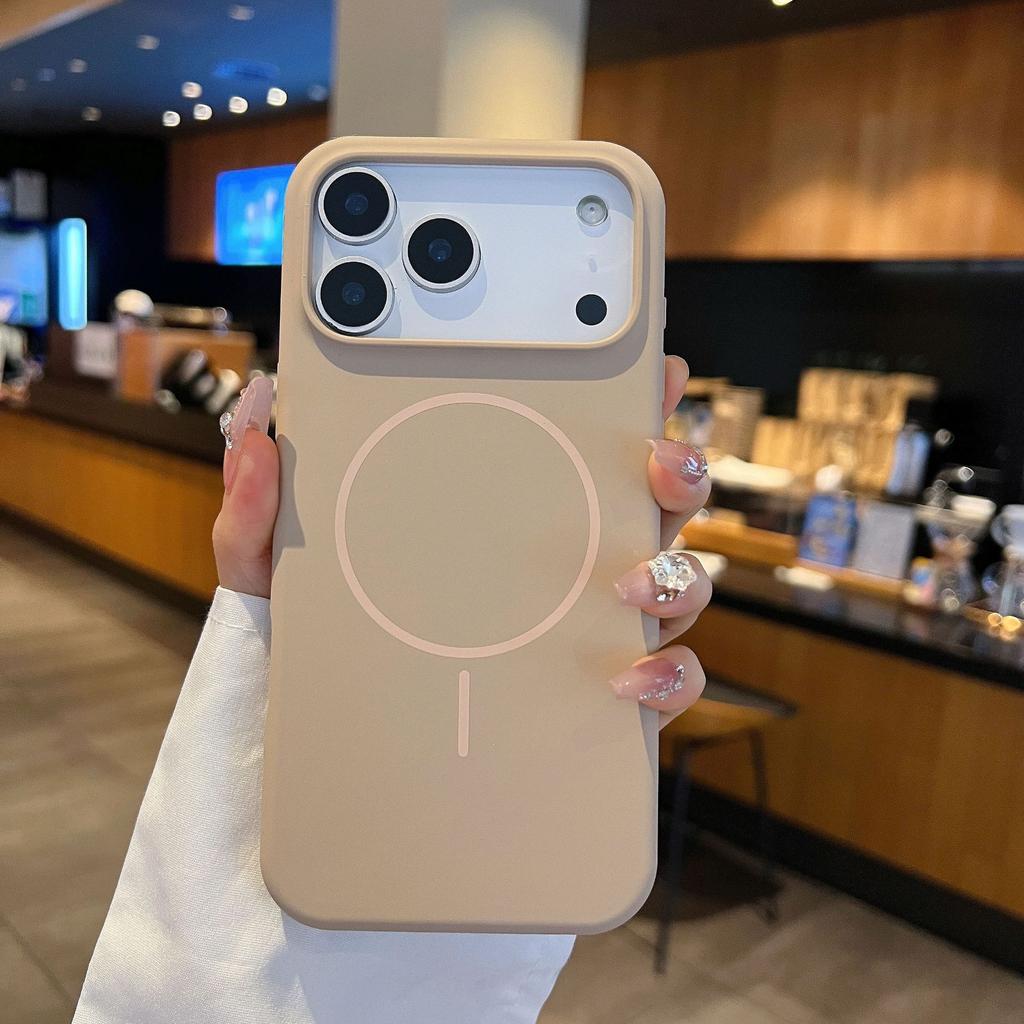 Applicable To iPhone17PROMAX Liquid Silicone AI Button Mobile Phone Case Apple 16 Thin Ring Magnetic Protective Case 15