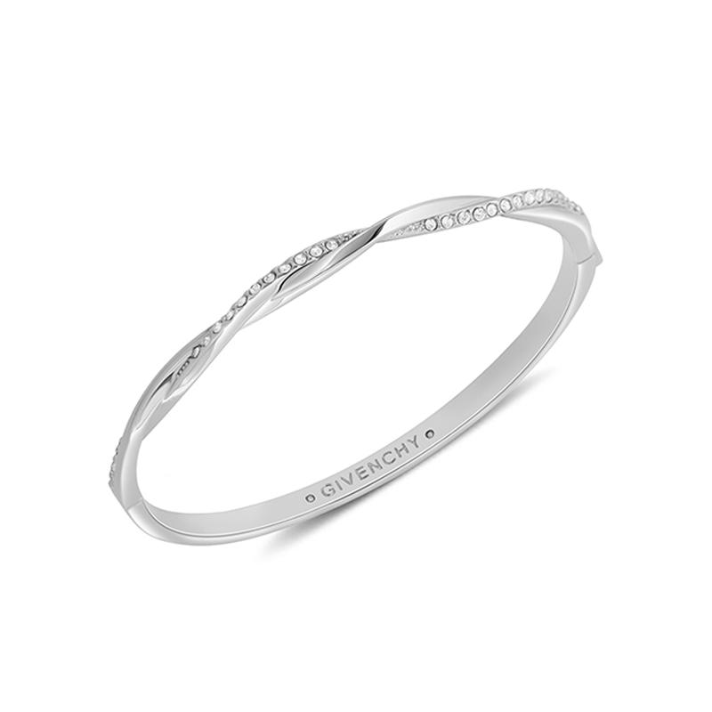 Givenchy Letter Engraving Inlay Design Crystal Alloy Bracelet Unisex Couple Style Silver 7868424 60572953-NY0-Silver F серебряный