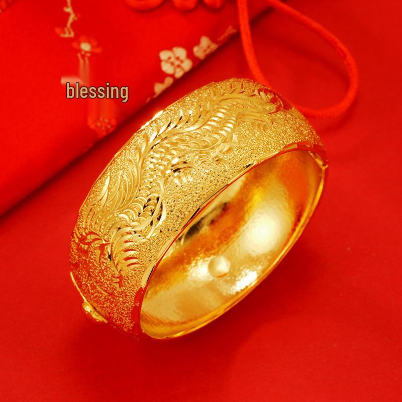Gold Dragon & Phoenix Bracelet - Wedding & Festive Jewelry for Women