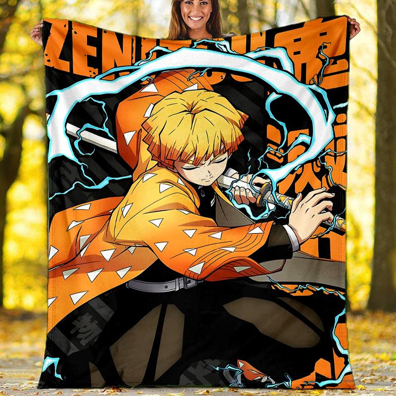 1pc Agatsuma Zenitsu (6) Theme Blanket - Digital Print, Polyester, Cozy for All Seasons, Perfect for Outdoor, and Travel