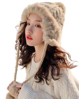 With Brushed Knit Cap for Brushed Cold Knit Cap To the and Cold [Fiorior] [Warm Lining] Ladies, Hat, Fur, Winter, Lining, Warm, Cute, Thick,