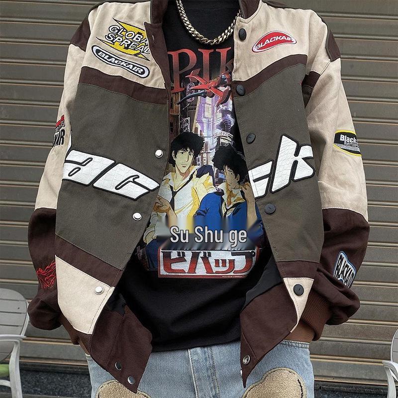 2023 Autumn/Winter Sporty Style Three-Color Casual Long-Sleeve Motorcycle Windbreaker Jacket.