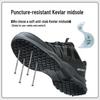Anzhi Men's Black Low-Top Safety Shoes: Anti-Smash, Anti-Puncture, Breathable, Non-Slip, Wear-Resistant for Summer Construction.