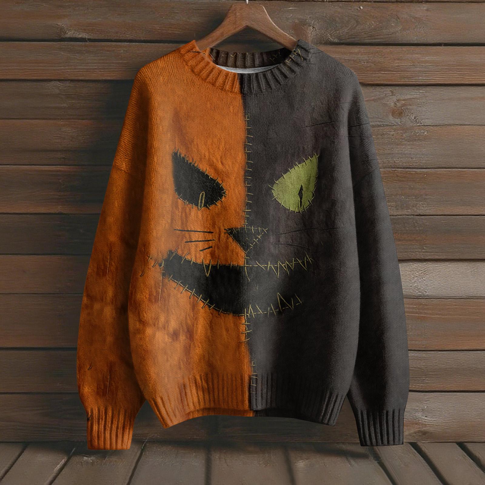 

Пуловеры с длинным рукавом для женщин, с круглым вырезом, повседневные, милые, с принтом, вязаные, оверсайз M