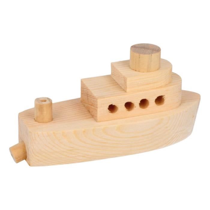 Dekorativní loď - Artemio - 12,5x4x6 cm - Přírodní dřevo - Personalizovatelná - Pro děti